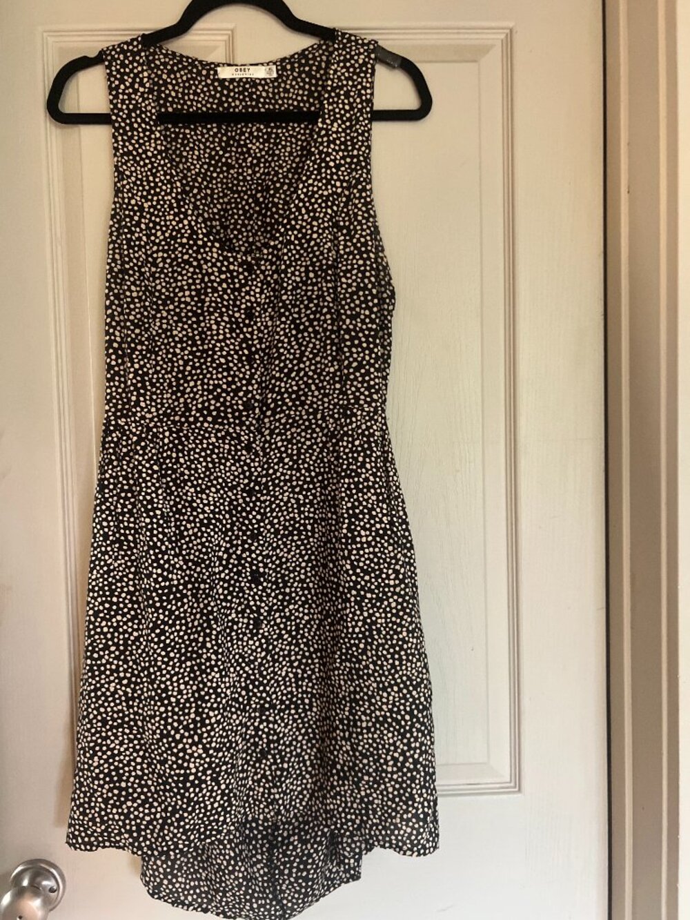 👗 OBEY Clothing Alma Tank Dress – Size XL – Like New – Black & White Polka Dot